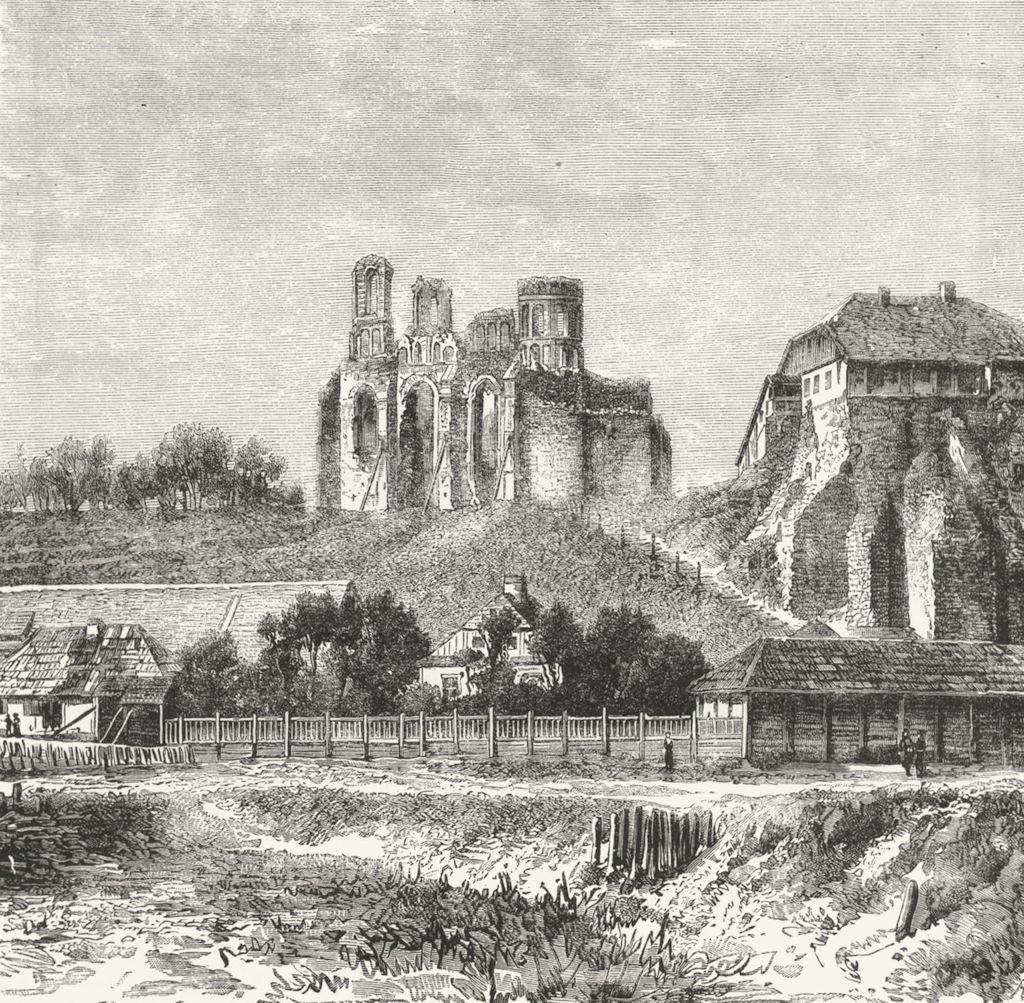 RUSSIA. Ruins, Castle of Ostrog c1885 old antique vintage print picture